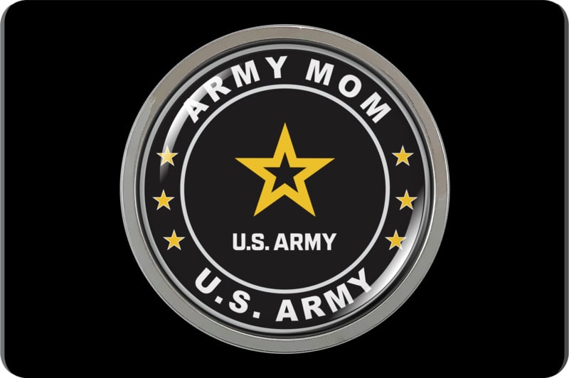 U.S. Army Mom - Tow Hitch Cover with Chrome Metal Emblem